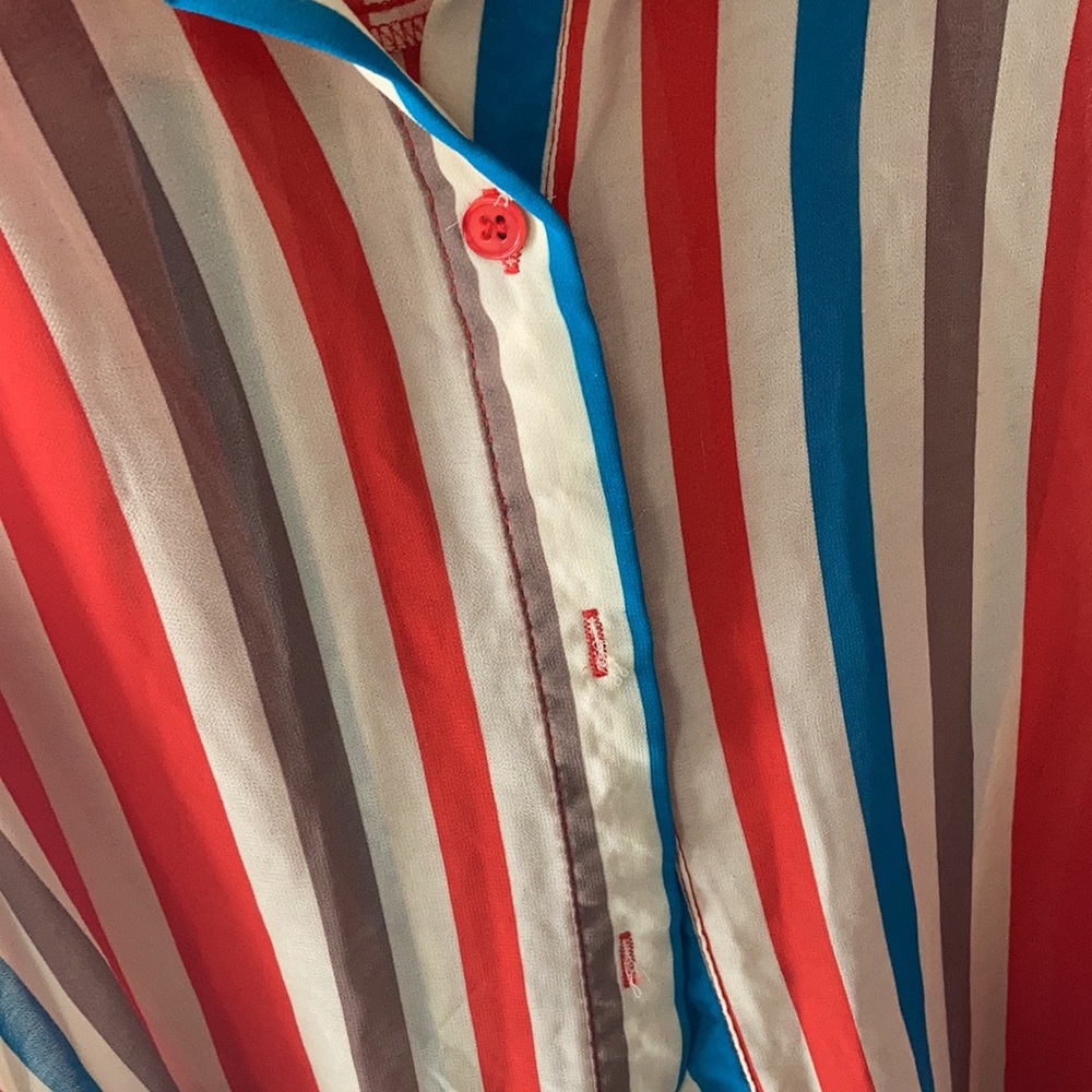 Sheer Striped Button Down Collared Top - image 2